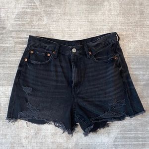 distressed black shorts